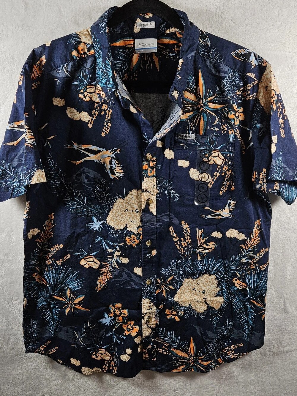 Columbia Sportswear Button-Down Shirt Tropical Floral Navy Men's Size Medium